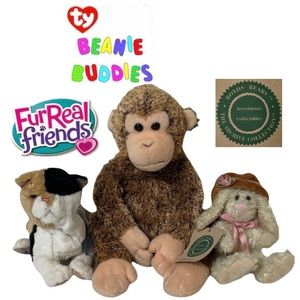 Plush Toy Bundle Boyd’s Bunny Ty Beanie Buddy Fur Real Kitty Cat Vintage Toy Lot